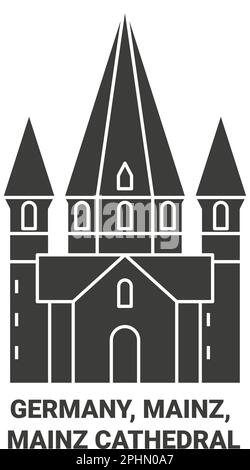 Germany, Mainz, Mainz Cathedral travel landmark vector illustration Stock Vector
