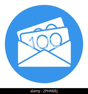 Opened envelope with money isolated glyph icon. Vector illustration, romance elements. Sticker, patch, badge, card for marriage, valentine Stock Vector