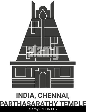 India, Chennai, Parthasarathy Temple travel landmark vector illustration Stock Vector