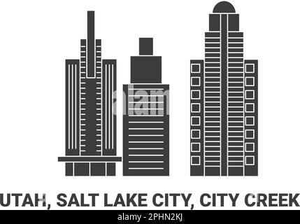 United States, Utah, Salt Lake City, City Creek, travel landmark vector illustration Stock Vector