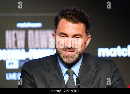 Boxing promoter Eddie Hearn during a press conference at Nobu Hotel London Portman Square, London. Picture date: Wednesday March 29, 2023. Stock Photo