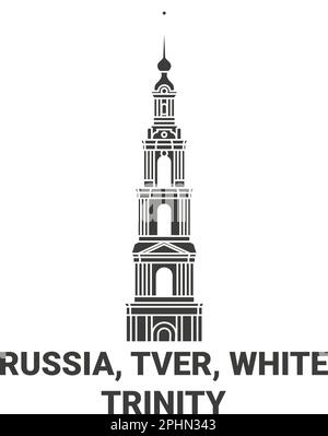 Russia, Tver, White Trinity, travel landmark vector illustration Stock Vector
