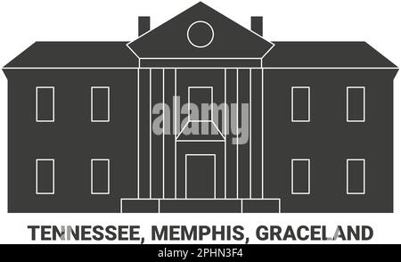 United States, Tennessee, Memphis, Graceland, travel landmark vector ...