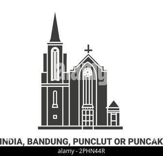 India, Bandung, Punclut Or Puncak travel landmark vector illustration Stock Vector