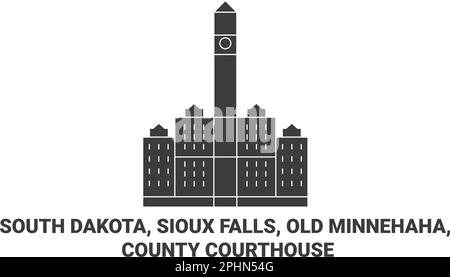 United States, South Dakota, Sioux Falls, Old Minnehaha, County Courthouse travel landmark vector illustration Stock Vector