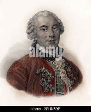 Portrait de Georges Louis Leclerc, comte de Buffon, dit Buffon (1707-1788), naturaliste et ecrivain francais.Gravure vers 1835 Stock Photo