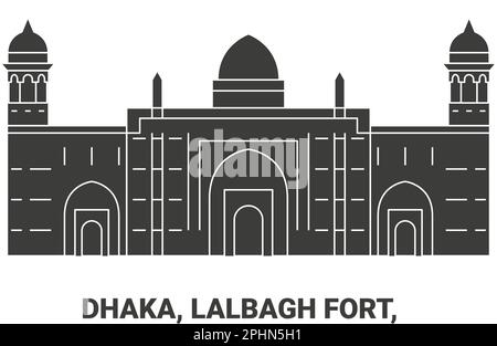Bangladesh, Dhaka, Lalbagh Fort, travel landmark vector illustration Stock Vector