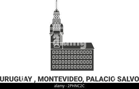 Uruguay , Montevideo, Palacio Salvo, travel landmark vector illustration Stock Vector