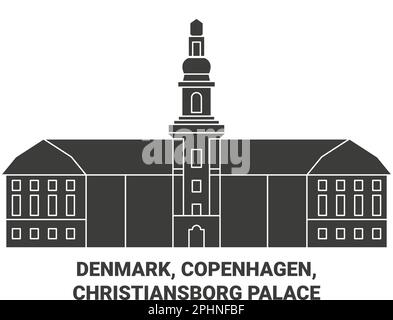 Denmark, Copenhagen, Christiansborg Palace travel landmark vector illustration Stock Vector