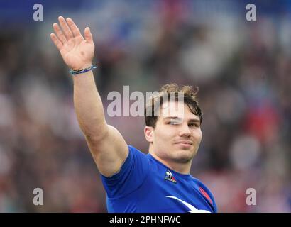 File photo dated 18-03-2023 of France's Antoine Dupont. France scrum-half Antoine Dupont has been named Guinness Six Nations Player of the Championship for the third time. Issue date: Wednesday March 29, 2023.. Stock Photo