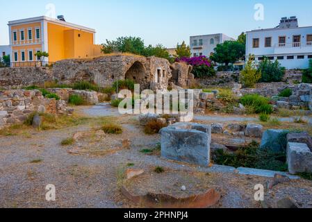 Sunset view of ancient agora at Greek island Kos. Stock Photo