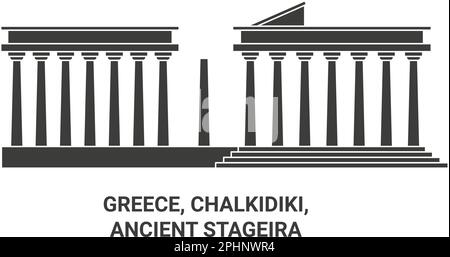 Greece, Chalkidiki,Ancient Stageira, travel landmark vector illustration Stock Vector