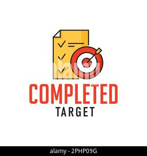 Achieving success in business plan, goals outline icon. Company goals achievement pictogram, success in business planning outline vector symbol. Targe Stock Vector