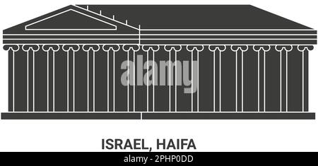 Israel, Haifa travel landmark vector illustration Stock Vector
