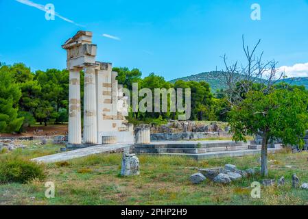 Temple of Asclepius at Epidaurus in Greece. Stock Photo