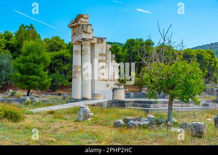 Temple of Asclepius at Epidaurus in Greece. Stock Photo