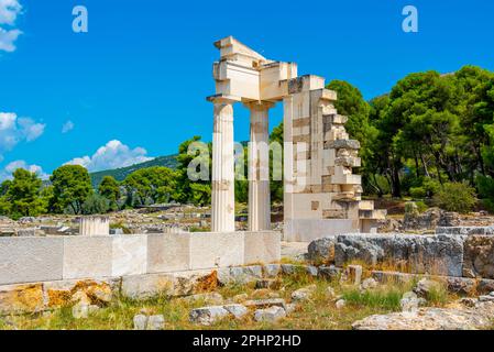 Temple of Asclepius at Epidaurus in Greece. Stock Photo