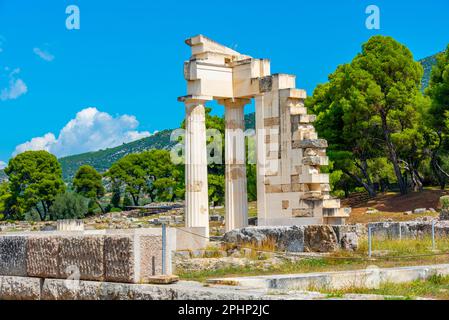 Temple of Asclepius at Epidaurus in Greece. Stock Photo