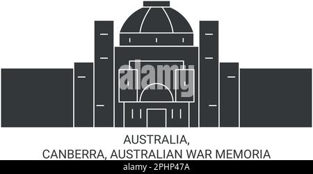 Australia, Canberra, Australian War Memoria travel landmark vector illustration Stock Vector