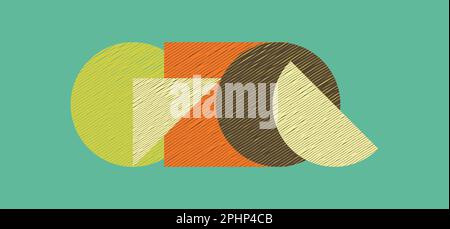 Abstract geometric composition with circle, square and triangle elements. Modern art graphics. Cover design template. Vector illustration for brochure Stock Vector