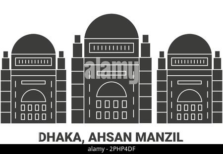 Bangladesh, Dhaka, Ahsan Manzil, travel landmark vector illustration Stock Vector