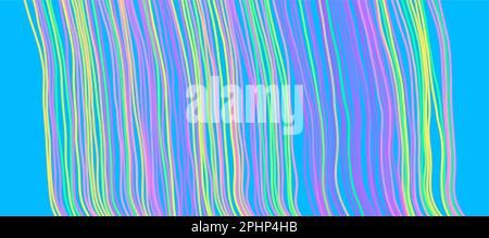 Irregular vertical lines pattern in perspective. Geometric wallpaper with stripes. Strips similar to threads. Cover design template. Vector illustrati Stock Vector