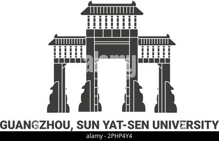 China, Guangzhou, Sun Yatsen University, travel landmark vector illustration Stock Vector