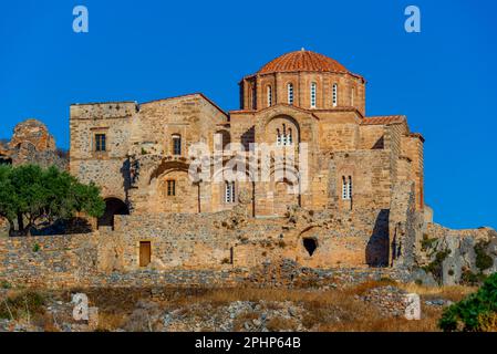 Hagia Sophia Holy Orthodox Church at Greek town Monemvasia. Stock Photo