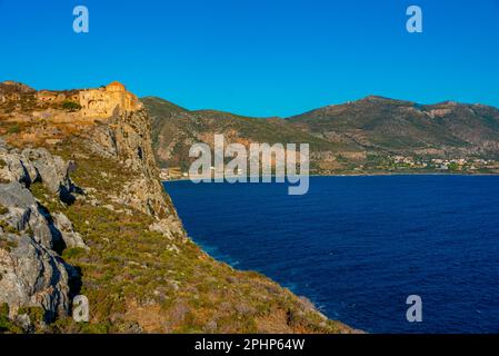 Hagia Sophia Holy Orthodox Church at Greek town Monemvasia. Stock Photo