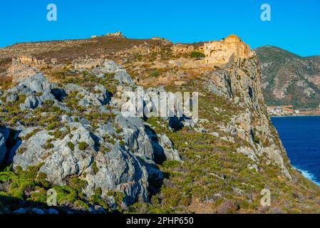 Hagia Sophia Holy Orthodox Church at Greek town Monemvasia. Stock Photo