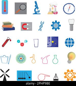 Set of twenty six science icons Stock Vector