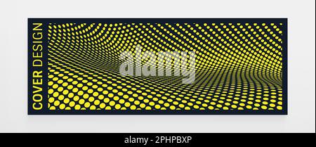 Wavy surface with optical illusion. Abstract polka dots pattern. Distorted texture. 3d vector illustration. Stock Vector
