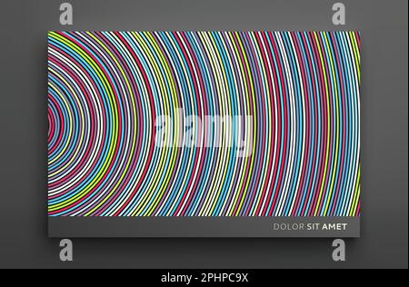 Abstract circular background with many thin lines. Many random circle with noise effect. Cover design template. Vector illustration for advertising, m Stock Vector