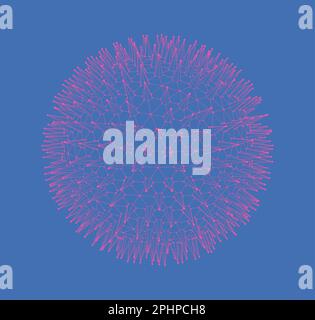 3d sphere with connected lines and dots. Abstract vector illustration for science, medicine, education. Stock Vector