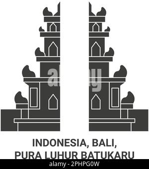 Indonesia, Bali, Pura Luhur Batukaru travel landmark vector illustration Stock Vector