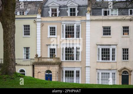 English terraced houses around Brandon Hill in Bristol, England, UK Stock Photo