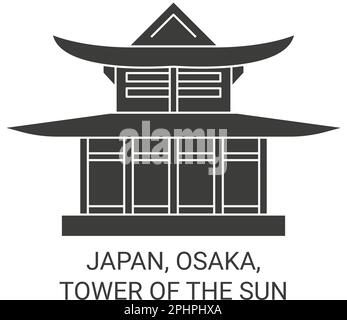 Japan, Osaka, Tower Of The Sun travel landmark vector illustration Stock Vector