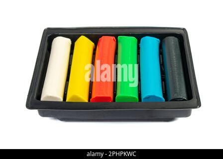 Plasticine Isolated, Modeling Clay Pieces, Creativity Modelling Material, Clay Dough, Plasticine on White Background Stock Photo