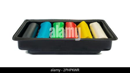 Plasticine Isolated, Modeling Clay Pieces, Creativity Modelling Material, Clay Dough, Plasticine on White Background Stock Photo