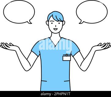 Male nurse, physical therapist, occupational therapist, speech therapist, nursing assistant in Uniform with wipeout and comparison, Vector Illustratio Stock Vector