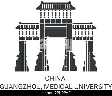 China, Guangzhou, Medical University travel landmark vector illustration Stock Vector