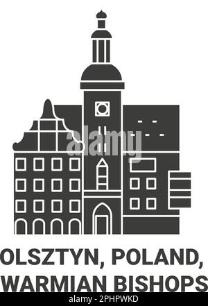 Poland, Olsztyn, Warmian Bishops travel landmark vector illustration Stock Vector