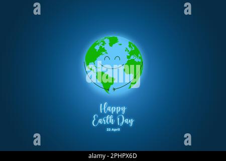 Earth day logo design. Happy Earth Day, 22 April. World map background vector illustration. Stock Photo