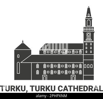 Finland, Turku, Turku Cathedral travel landmark vector illustration Stock Vector