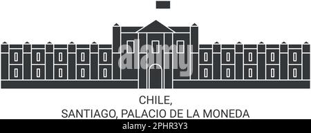 Chile, Santiago, Palacio De La Moneda travel landmark vector illustration Stock Vector
