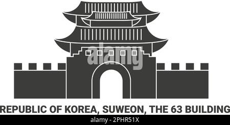 Republic Of Korea, Suweon, The 6 Building, travel landmark vector illustration Stock Vector