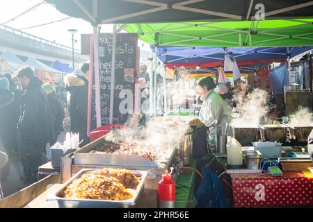 London- January 2023: Acklam Village street food off Portobello Road in West London Stock Photo
