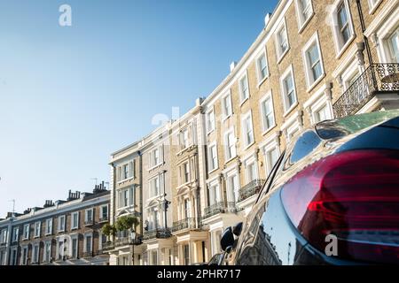 London- January 2023: Residential street in Holland Park area of west London Stock Photo