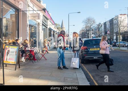 London- January 2023: Westbourne Grove high street shops in Notting Hill area of west London Stock Photo