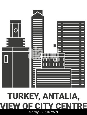 Turkey, Antalia, View Of City Centre travel landmark vector illustration Stock Vector